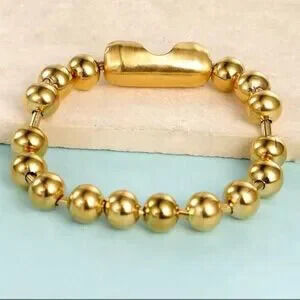 Gold Plated Stainless Steel 8mm Bead Bracelet